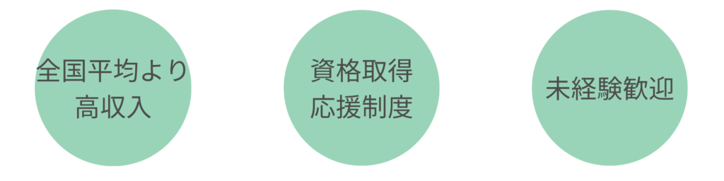 全国平均より高収入 資格取得応援制度 未経験歓迎